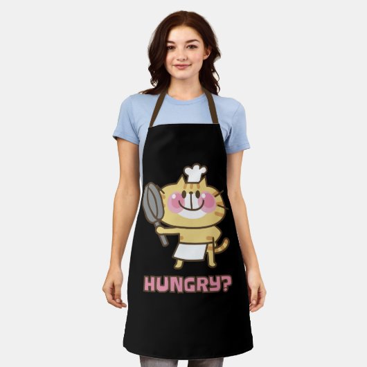 Cute Cat Cartoon Chef Pink Funny Kinder Partij Schort (Gedragen)