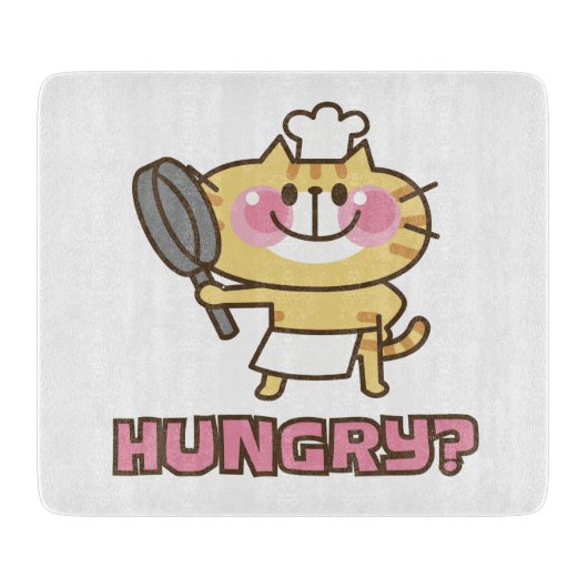 Cute Cat Cartoon Chef Pink Funny Kinder Partij Snijplank (Voorkant)