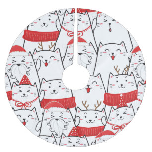 Cute Cat Cartoon Pattern Kerstboom Rok