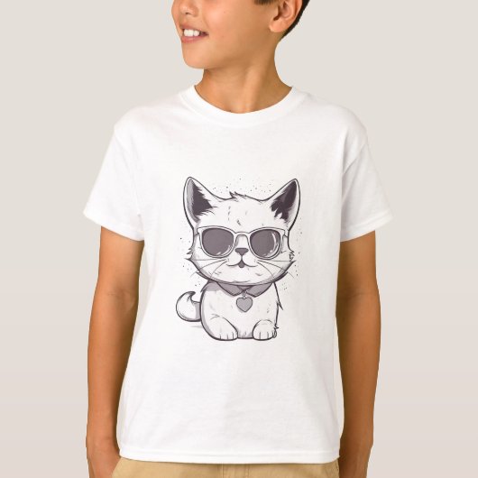 Cute Cat Cartoon T-shirt (Voorkant)
