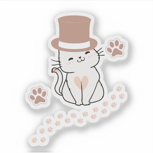 CUTE CAT CAT LOVERS HAT, FLOWER CAT  STICKER (Voorkant)