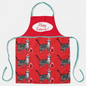 Cute Cat Cats Merry Kerstroe Green Apron Schort (Voorkant)