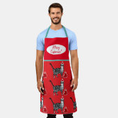 Cute Cat Cats Merry Kerstroe Green Apron Schort (Gedragen)