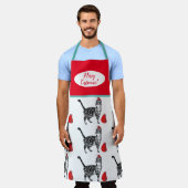 Cute Cat Cats Merry Kerstroet wit Apron Schort (Gedragen)
