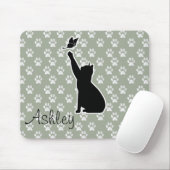 Cute Cat Chasing a vlinder Pattern Monogram Muismat (Met muis)