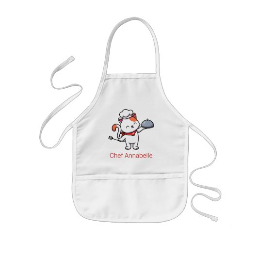 Cute Cat Chef Personaliseren Kinder Schort (Voorkant)