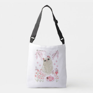 Cute Cat Cherry Blossom Crossbody Tas