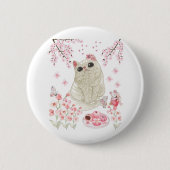 Cute Cat Cherry Blossom Ronde Button 5,7 Cm (Voorkant)