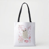 Cute Cat Cherry Blossom Tote Bag (Voorkant)