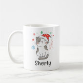 Cute Cat Christmas Custom Name Koffiemok (Links)