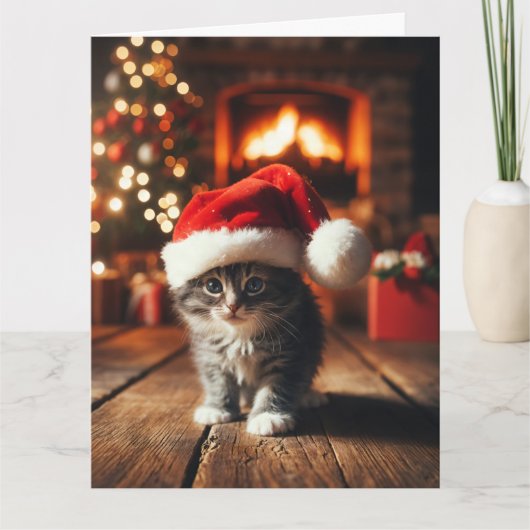CUTE CAT CHRISTMAS GREETING CARD BEDANKKAART (Voorkant)