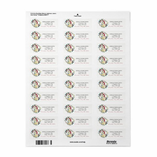 cute cat Christmas holiday return address labels (Full Sheet)