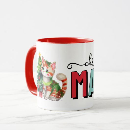 Cute cat christmas magic mok (Voorkant links)