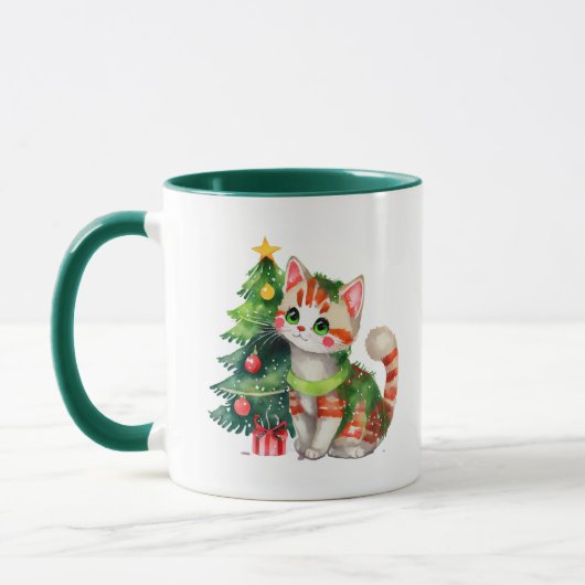 Cute cat christmas merry and bright mok (Links)