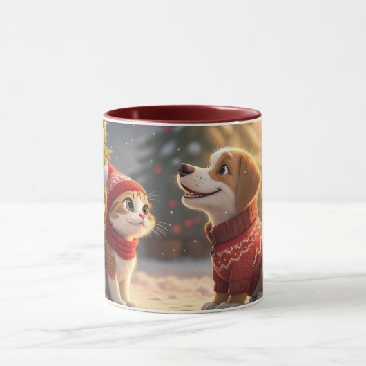 cute  cat christmas mug mok (Midden)