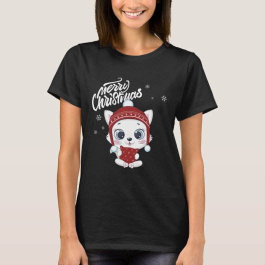 Cute Cat Christmas Top Kitten  Santa s Cat Charact (Voorkant)