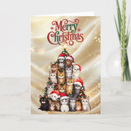 Cute Cat Christmas Tree Feestdagen Kaart