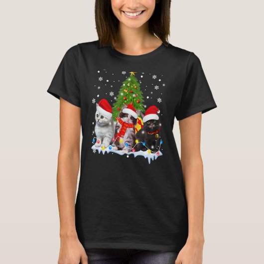Cute Cat Christmas Tree Ornament Decor Cat  Owner  T-shirt (Voorkant)