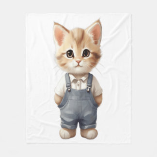 Cute Cat Classic T-Shirt Fleece Deken