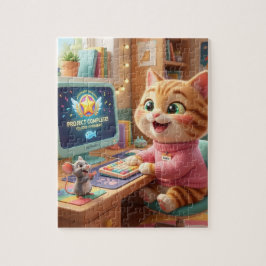 Cute Cat Coder Prestatie Legpuzzel