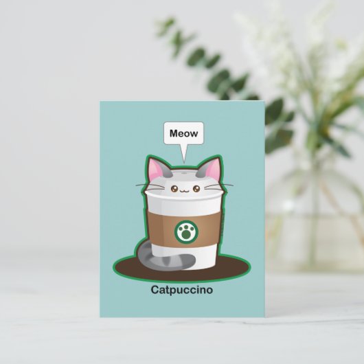 Cute Cat Coffee Briefkaart (Staand voorkant)