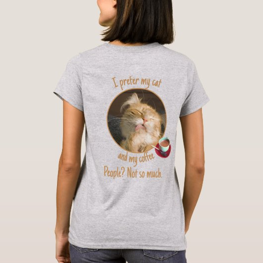Cute Cat Coffee Cup Aangepaste foto Aangepast T-shirt (Achterkant)