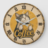 Cute Cat Coffee Grote Klok (Voorkant)