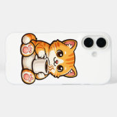 Cute Cat Coffee – Knus Oranje Kat Drinkt Koffie Case-Mate iPhone Case (Achterkant (horizontaal))