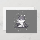 Cute Cat Coffee-liefhebbers, Kitten Swing Caffeine Briefkaart (Voorkant / Achterkant)