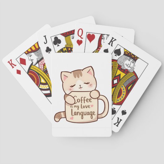 Cute Cat Coffee Love Language Pokerkaarten (Achterkant)