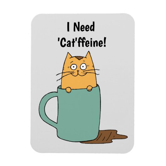 Cute Cat Coffee Magnet Magneet (Verticaal)