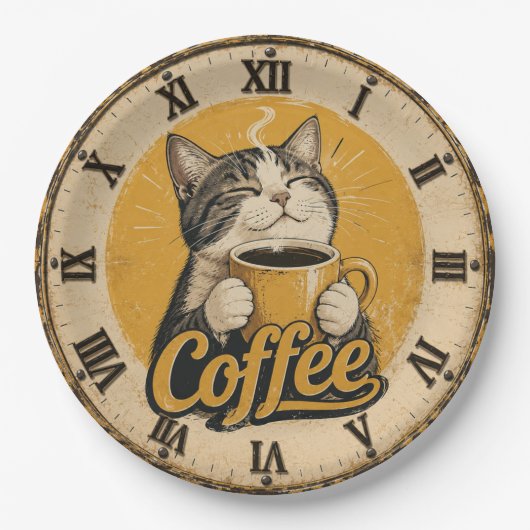 Cute Cat Coffee Papieren Bordje (Voorkant)