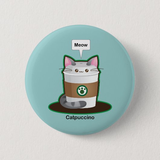 Cute Cat Coffee Ronde Button 5,7 Cm (Voorkant)