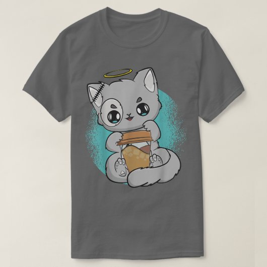 Cute Cat Coffee Yami Kawaii Chibi Anime Neko Paste T-shirt (Design voorkant)