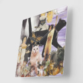 Cute Cat Collage 4 Vierkante Klok (Hoek)