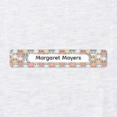 Cute Cat Collage Beige Blue Pink Pattern Name Labels (Design 1)
