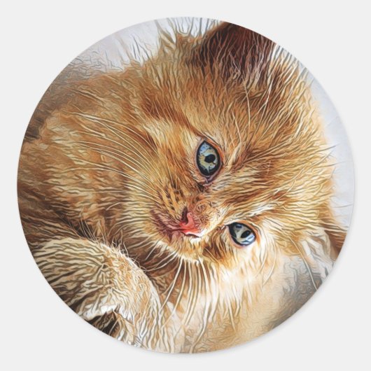 Cute Cat Collectie Ronde Sticker (Voorkant)