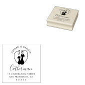 Cute Cat Couple | Aangepaste namen en retouradres Rubberstempel (Gestempeld)