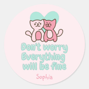 Cute Cat Couple en Aanmoediging iPhone Ca Ronde Sticker