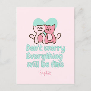Cute Cat Couple en Aanmoedigingspastel Briefkaart