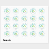 Cute Cat Couple en Unique Greenery Ronde Sticker (Vel)