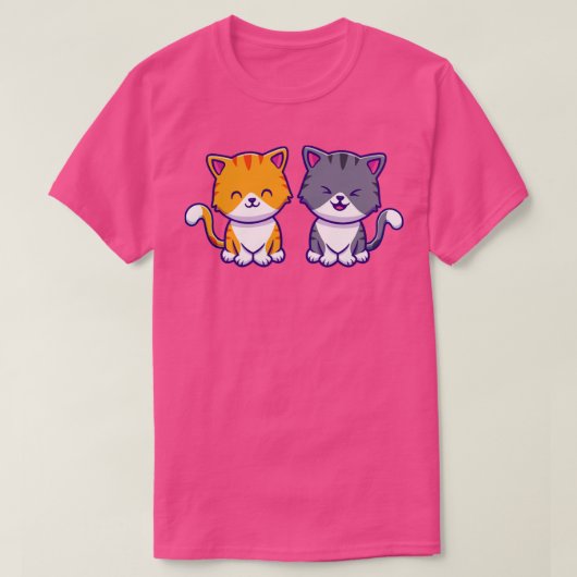 Cute Cat Couple Friend T-shirt (Design voorkant)