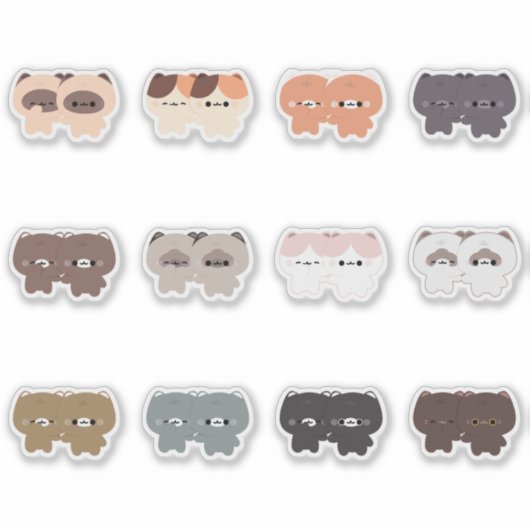 Cute Cat Couple Sticker (Voorkant)