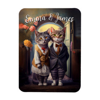 Cute Cat Couple Wedding -  Magneet