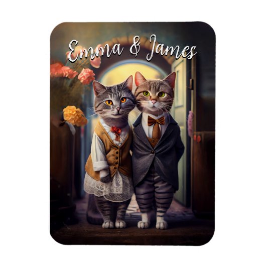 Cute Cat Couple Wedding -  Magneet (Verticaal)