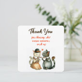 Cute Cat Couple Wedding Thank You Kaart (Staand voorkant)