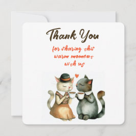 Cute Cat Couple Wedding Thank You Kaart
