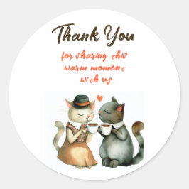 Cute Cat Couple Wedding Thank You Ronde Sticker