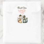 Cute Cat Couple Wedding Thank You Ronde Sticker (Tas)