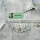 Cute Cat Couple Yellow Brown Sharing Rats Green Naamplaatje (In situ)